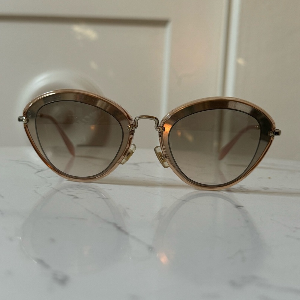 Miu Miu Gold Round Cat Eye Sunglasses